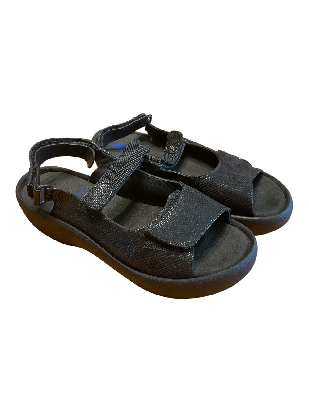 Wolky Jewel Sandal size 40/9US Black Testured Classic Comfort Adjustable Straps